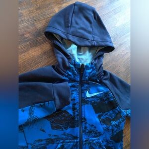 Nike Infant Hooded Warm Up Jacket DriFit Baby 12M Sweatshirt Full Zip AOP Blue